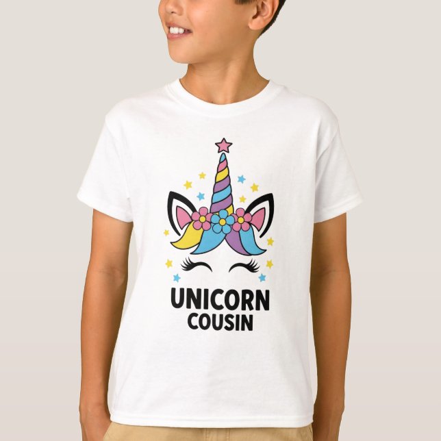 Camiseta Unicorn Cousin Boy Kids Birthday T-Shirt (Frente)