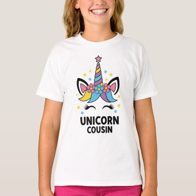 Camiseta Unicorn Cousin Girl Kids Birthday T-Shirt (Frente)