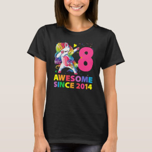 Camiseta Unicorn Dabbing 8º Aniversário Menina Festa de Uni