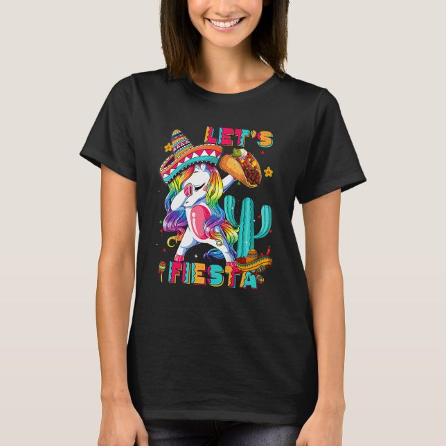 Camiseta Unicorn Dabbing Cinco de Mayo deixa Fiesta Ca (Frente)