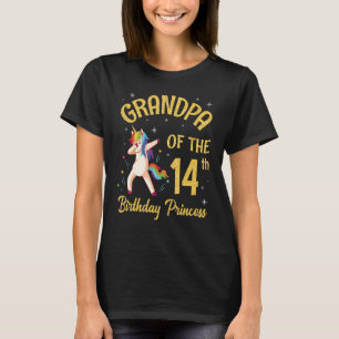 Camiseta Unicorn Dabbing Happy Avô Do Aniversário Da 14
