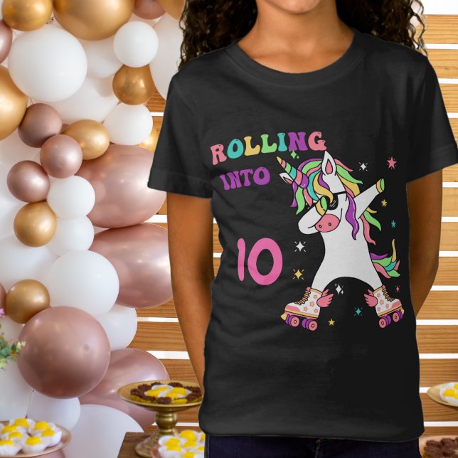 Camiseta Unicorn Dabbing Roller Sking Aniversário (Criador carregado)