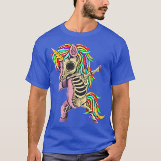Camiseta Unicorn Dabbing Skeleton Dia de as Bruxas engraçad