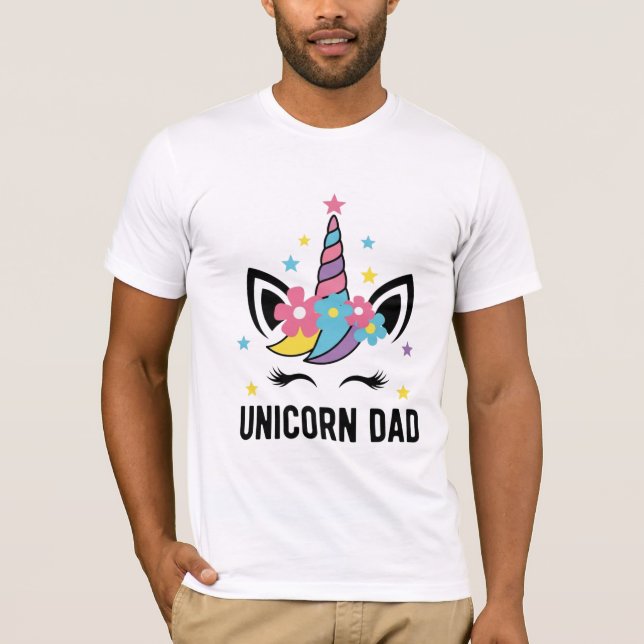 Camiseta Unicorn Dad Birthday Party Bella+Canvas T-Shirt (Frente)