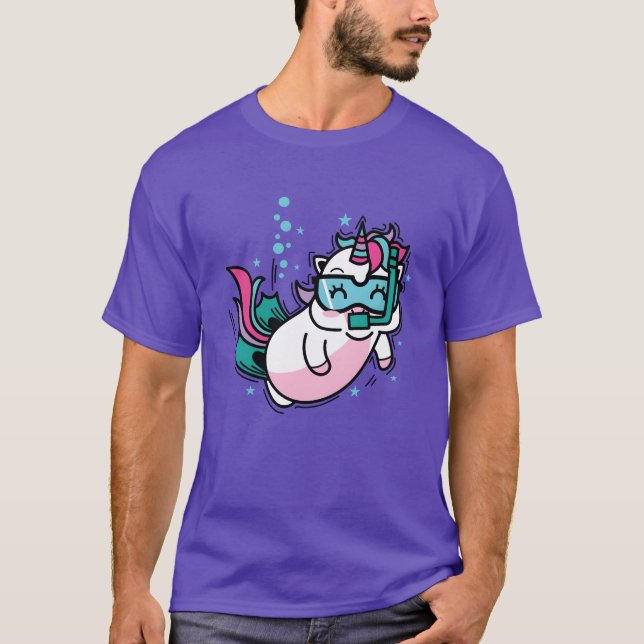 Camiseta Unicorn Diving Mythical Creature Sport girl family (Frente)