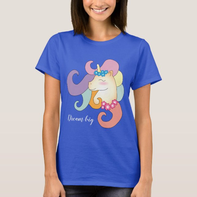 Camiseta Unicorn Dream Big elegante engraçado (Frente)