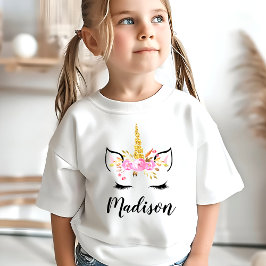 Camiseta Unicorn Face com Eyelashes Nome Personalizado