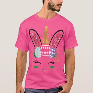 Camiseta Unicorn Face Easter Day Cute Rabbit Unicorn Women