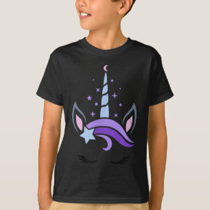 Camiseta Unicorn Face Eyelashes Celestial Moon Star Boho Lu