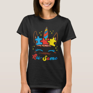 Camiseta Unicorn Face Quebra-cabeça Autismo Sensibilização