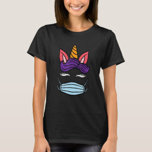 Camiseta Unicorn Face Respirator Máscara Flor Eyelashes Wom