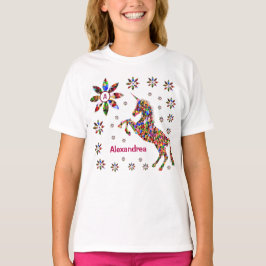 Camiseta Unicorn Fantasy Flowers Glitter Personalize