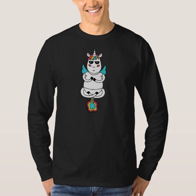 Camiseta Unicorn Fazendo Rainbow Fly Humor Unicorn Poop Rai (Frente)