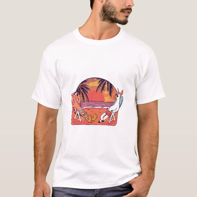 Camiseta Unicorn Flamingo Beach (Frente)