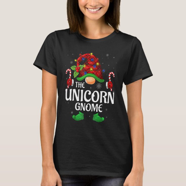 Camiseta Unicorn Gnomn Buffalo Red Xadrez Matching Family C (Frente)