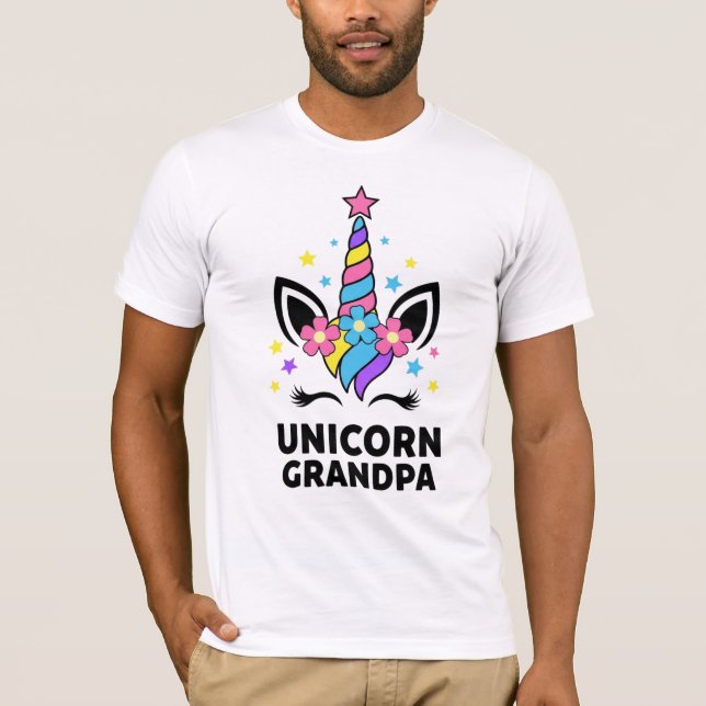 Camiseta Unicorn Grandpa Birthday Party Family T-Shirt (Frente)