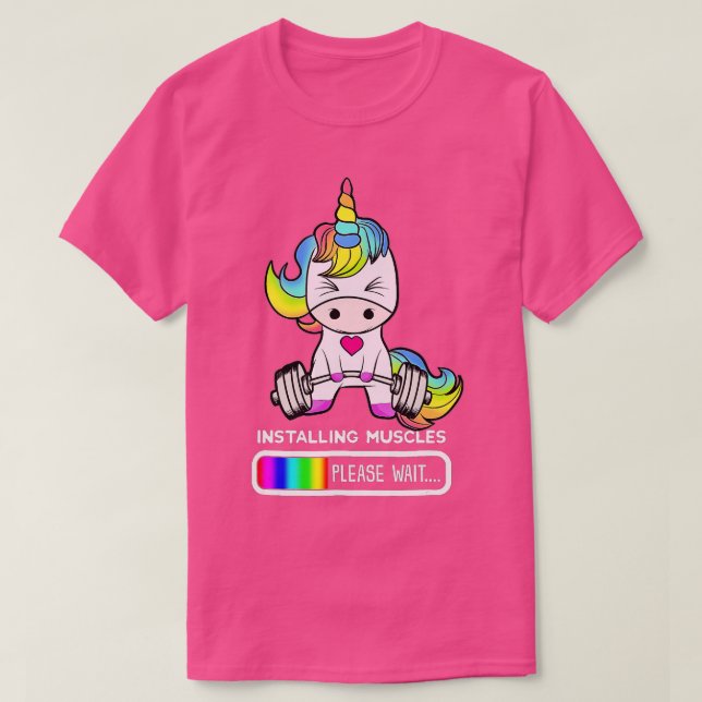 Camiseta Unicorn Gym Instalando Músculos Unicórnio (Frente do Design)
