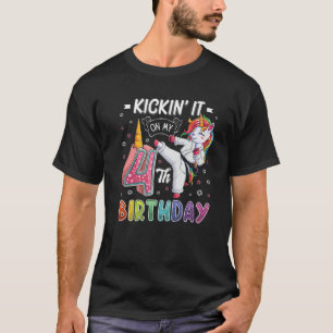 Camiseta Unicorn Karate 4º Aniversário Taekw, 4 Anos