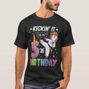 Camiseta Unicorn Karate 5 Birthday 5 anos Taekw