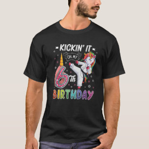 Camiseta Unicorn Karate 6 Birthday, 6 anos Taekwo