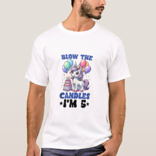 Camiseta Unicorn Kids Festa de Aniversário de 5 Anos Menino