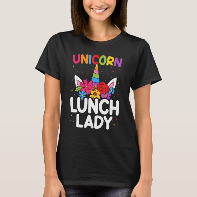 Camiseta Unicorn  Lunch Lady Back To School Cute Apparel (Frente)