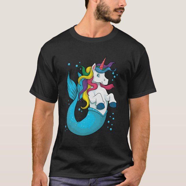 Camiseta Unicorn Mermaid Mermicorn Sea Magical Rainbow (Frente)