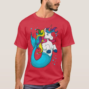 Camiseta Unicórn Mermaid Mermicorn Sea Magical Rainbow Girl