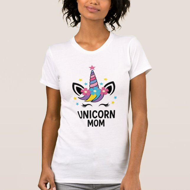 Camiseta Unicorn Mom Birthday Party Bella+Canvas T-Shirt (Frente)