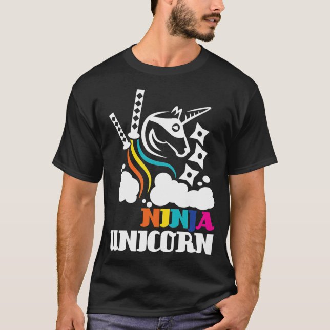 Camiseta Unicorn Ninja 3 metal preto (Frente)