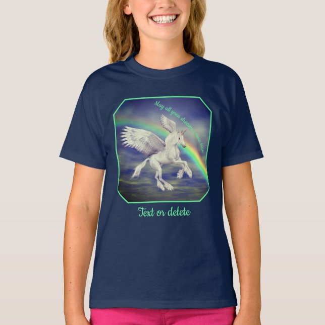 Camiseta Unicorn Over Rainbow Dreams Inspirational  (Frente)