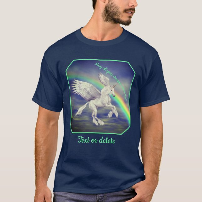 Camiseta Unicorn Over Rainbow Dreams Inspirational  (Frente)