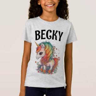 CAMISETA UNICORN PERSONALIZADO ADICIONAR NOME GAROTAS T-SHI