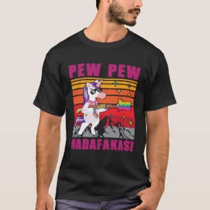 Camiseta Unicorn Pew Pew Madafakas Unicórnio Vintage