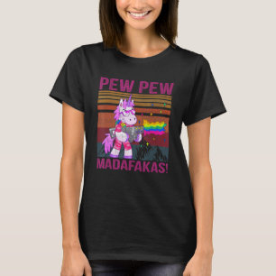 Camiseta Unicorn Pew Pew Madafakas Vintage Gato Louco Diver