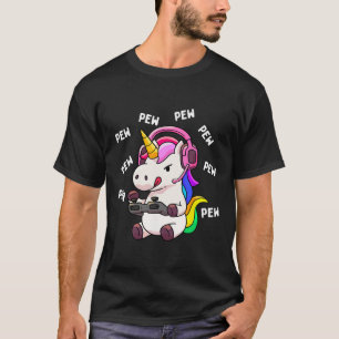 Camiseta Unicorn Pew Pew Unicorns Lover Video Game Gamer Gi