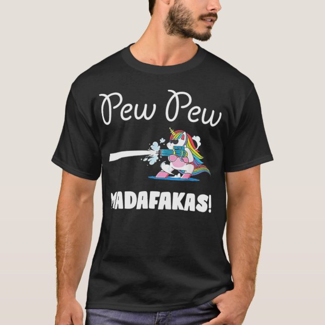 Camiseta Unicorn PewPew Madafakas Unicorn Crazy Pew dabb (Frente)