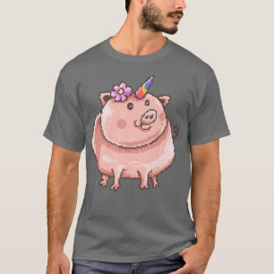 Camiseta Unicorn Pig Gift Bonito Aniversário Presente Rosa