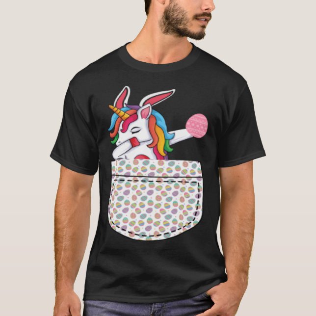 Camiseta Unicorn Pocket Páscoa Day Boys Meninas (Frente)