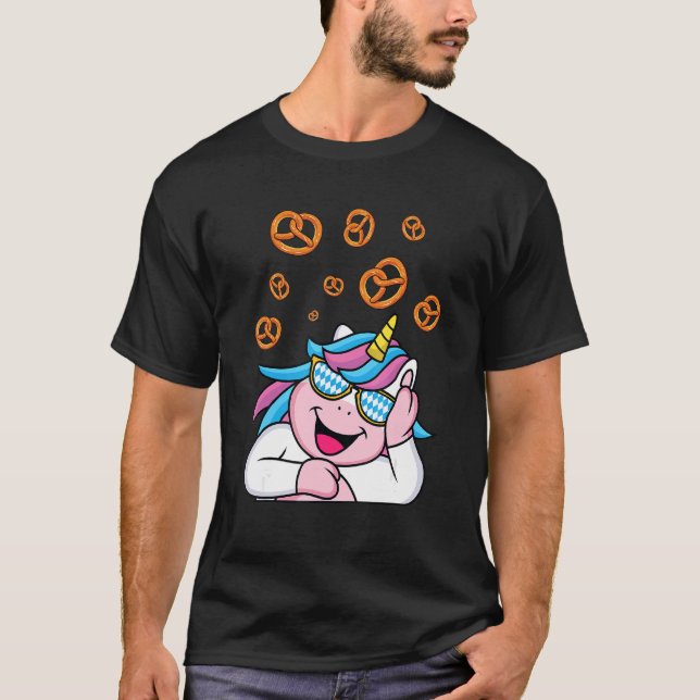 Camiseta Unicorn Pretzel Oktoberfest Mulheres Alemãs Bonita (Frente)