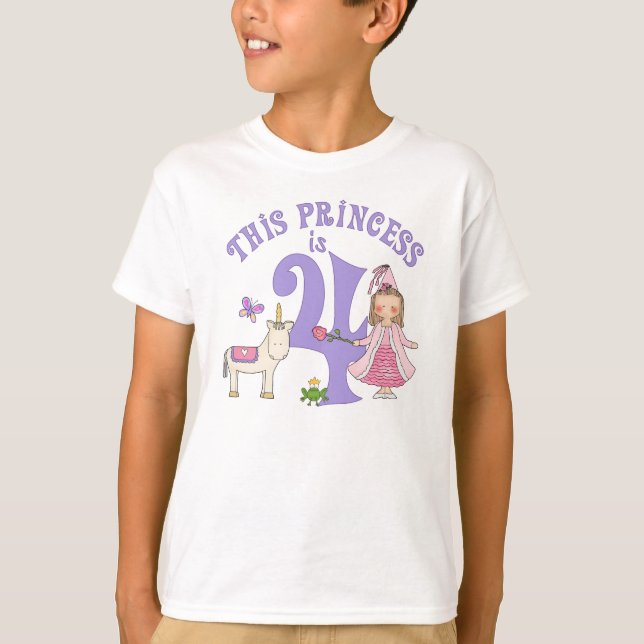 Camiseta Unicorn Princesa 4º Aniversário (Frente)