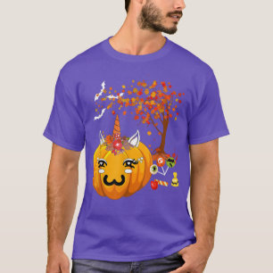 Camiseta Unicorn Pumpkin Floral Horn Fall Talloween Th