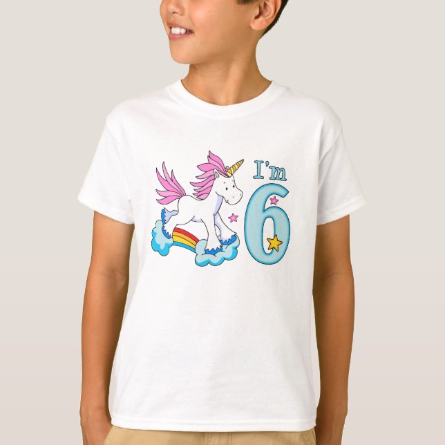 Camiseta Unicorn Rainbow 6 Birthday (Frente)