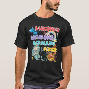 Camiseta Unicorn Rainbow Mermaid Pizza