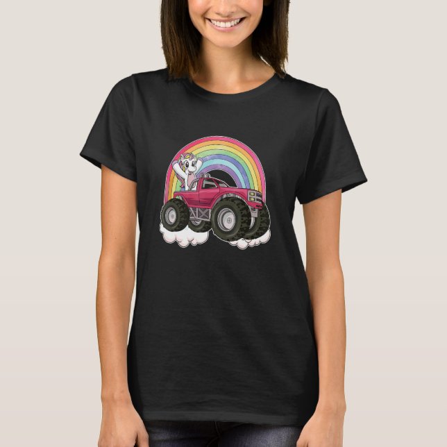Camiseta Unicorn Rainbow Monster Truck Big Car (Frente)