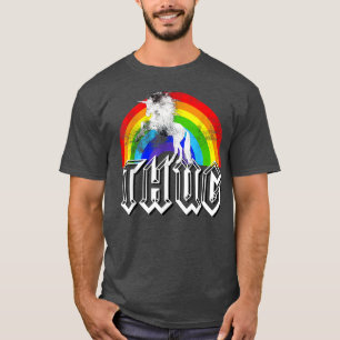 Camiseta Unicorn Rainbow Thug , Funny distressed Gift