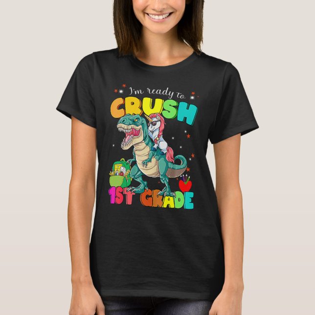 Camiseta Unicorn Rex I'm Ready to Crush 1rua Grade (Frente)