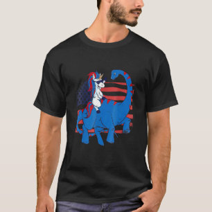 Camiseta Unicorn Riding Dinosaur Usa Flag Americorn Amerisa