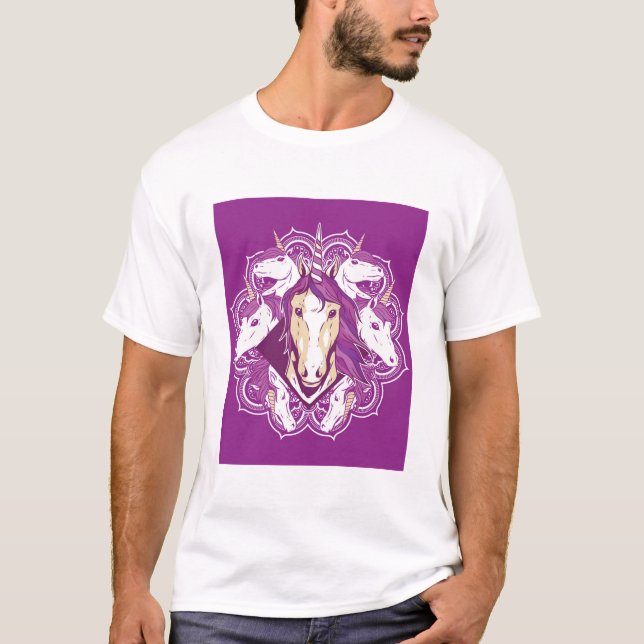 Camiseta Unicorn Roxo Mandala (Frente)