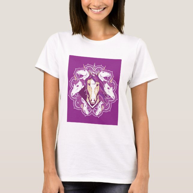Camiseta Unicorn Roxo Mandala (Frente)